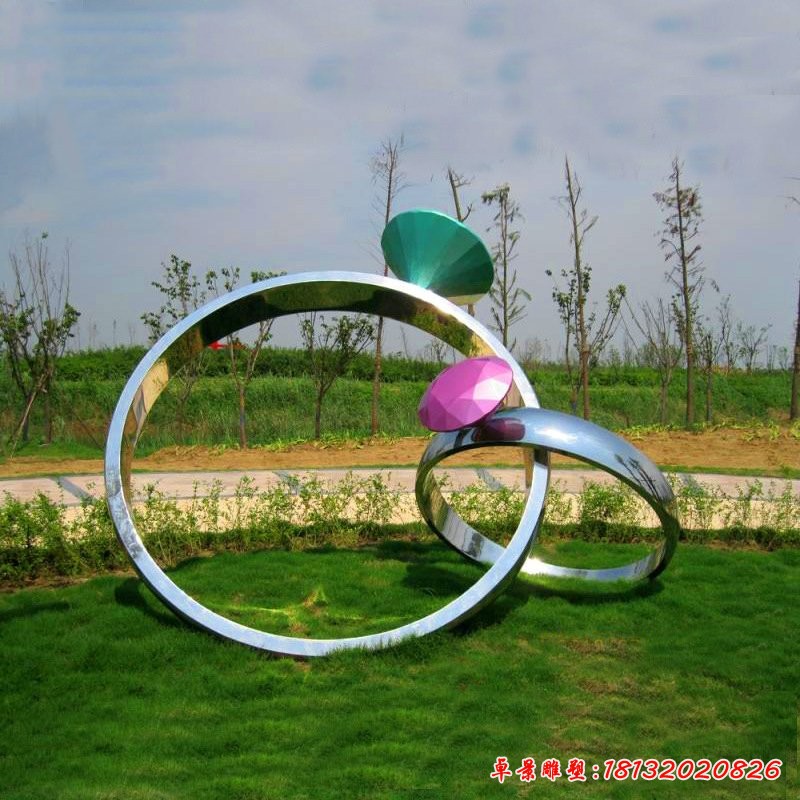 不锈钢钻石戒指广场景观雕塑
