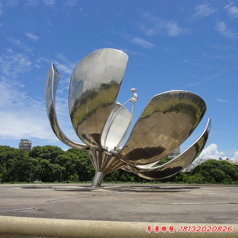 不锈钢抽象花朵广场景观雕塑