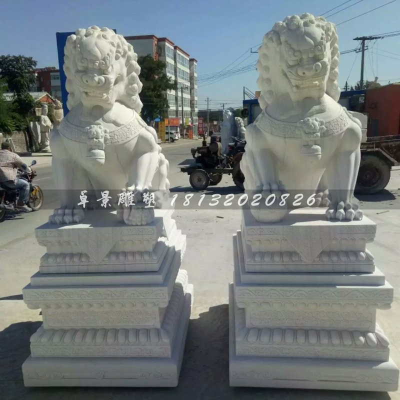 汉白玉北京狮石雕看门狮子 (3)