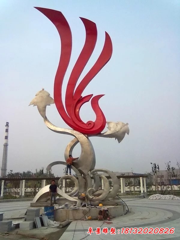 抽象凤凰雕塑不锈钢广场雕塑 (4)[1][1][1]