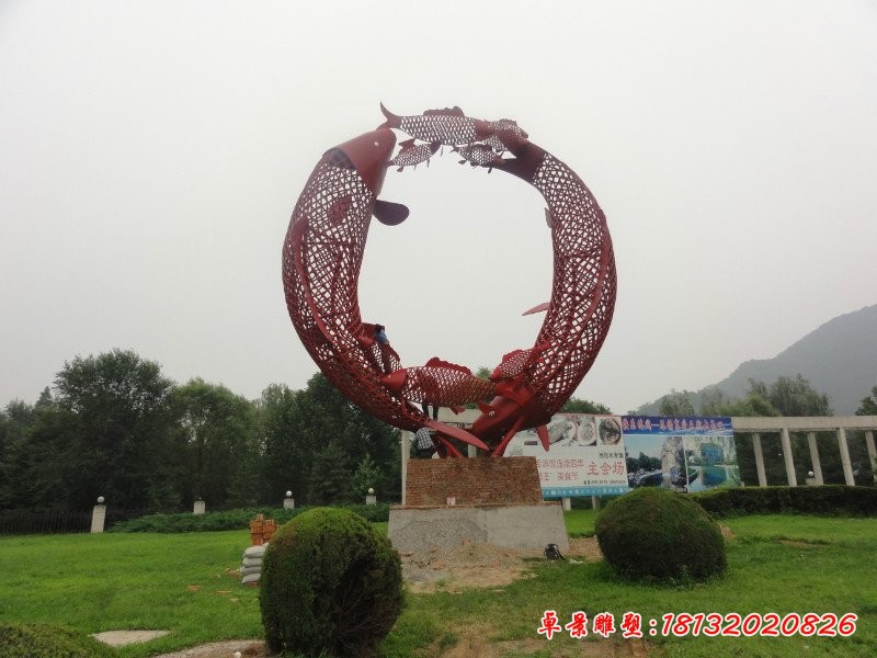 红鲤鱼雕塑广场不锈钢雕塑[1][1]