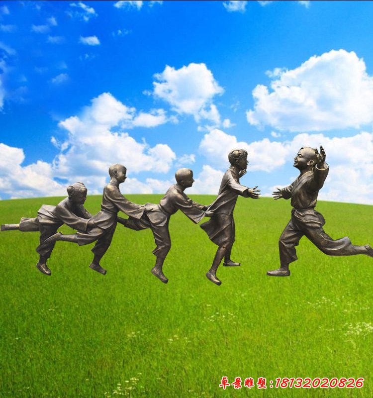 玻璃钢仿铜人物雕塑，老鹰捉小鸡雕塑 (1)[1][1]