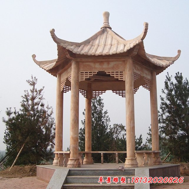 单层凉亭石雕园林景观石雕 (3)