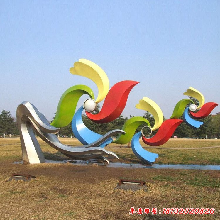 不锈钢七彩风车雕塑校园景观不锈钢雕塑
