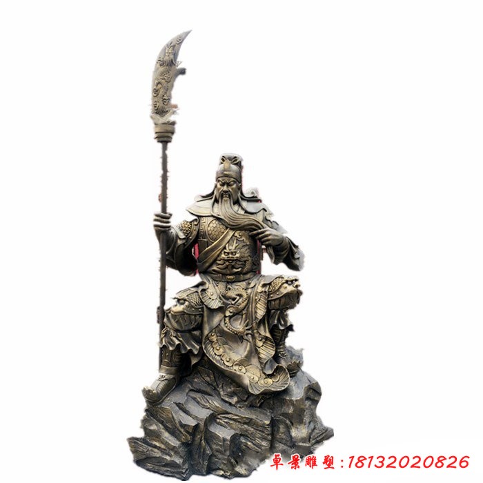 持刀关公铸铜武财神雕塑（1）