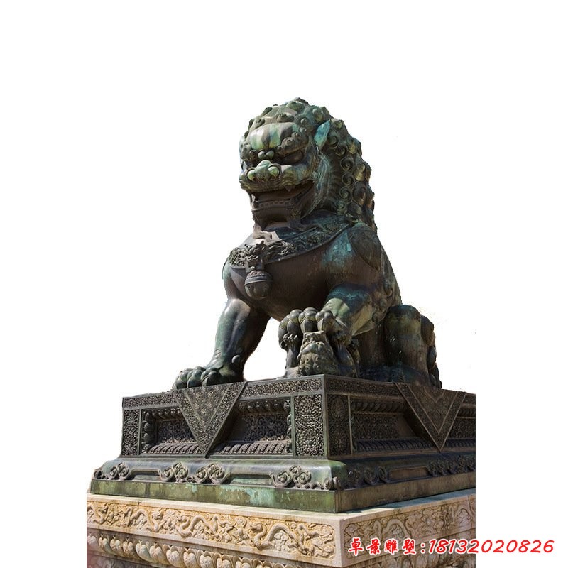 青铜狮子寺庙景观雕塑 (1)