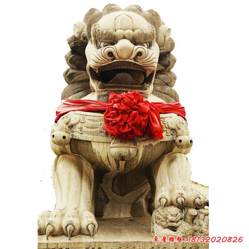 大理石狮子企业门口动物石雕 (2)