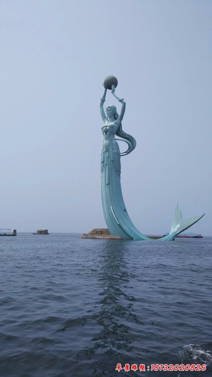 不锈钢大型美人鱼海边景观雕塑