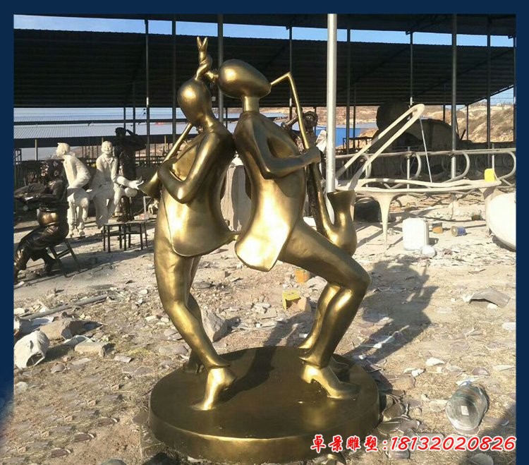 铜雕贴金吹萨克斯 广场人物雕塑[1][1]