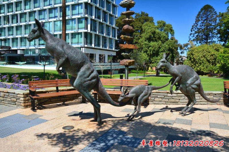 跳跃的袋鼠铜雕，小区景观铜雕[1][1]