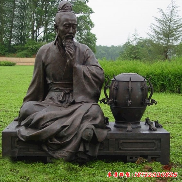 校园古代名人张衡和地动仪铜雕