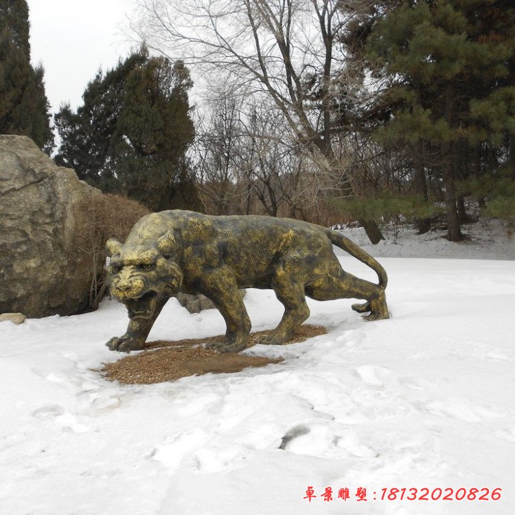 老虎铜雕，公园老虎动物雕塑