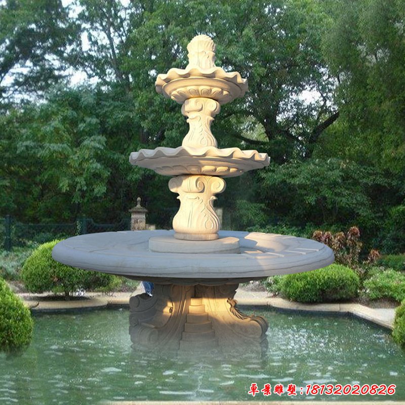 大型流水喷泉雕塑，园林景观石雕