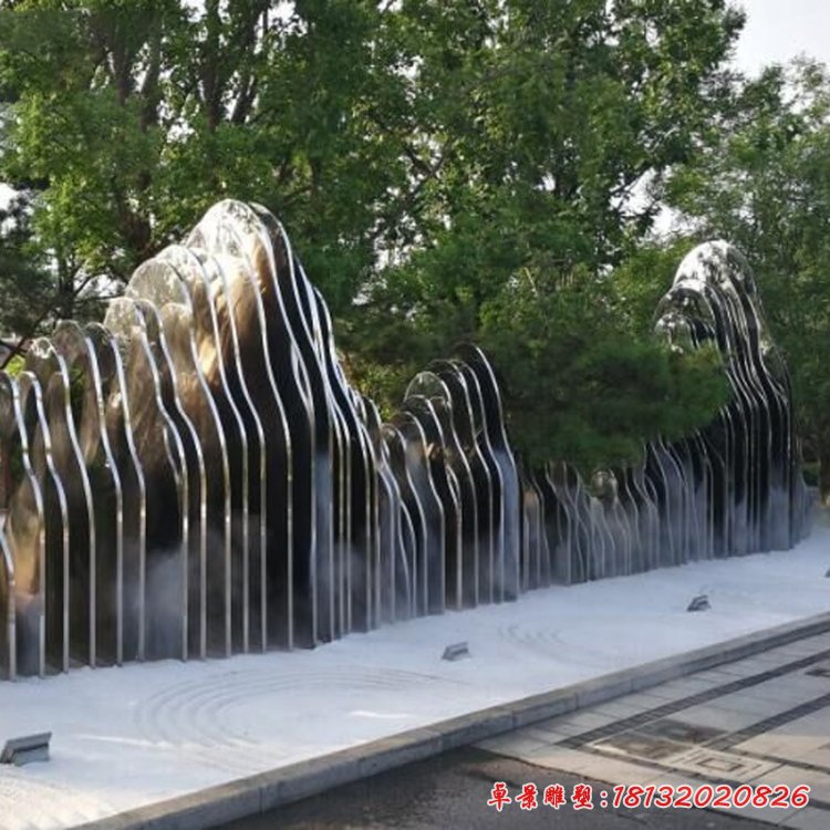 厂家定做不锈钢假山雕塑摆件园林景观雕塑售楼处水景不锈钢假山62067